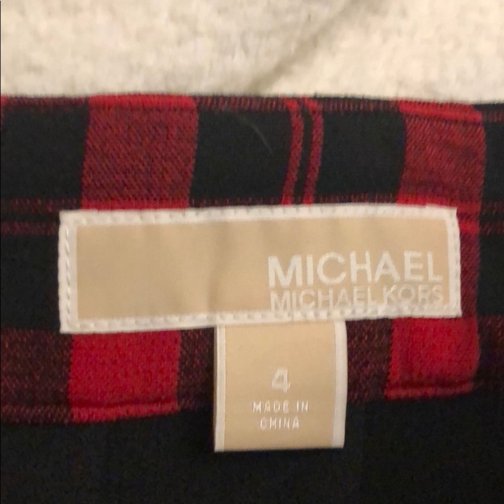 MICHAEL Michael Kors Red Plaid Skirt Size 4, NBW - Picture 4 of 6